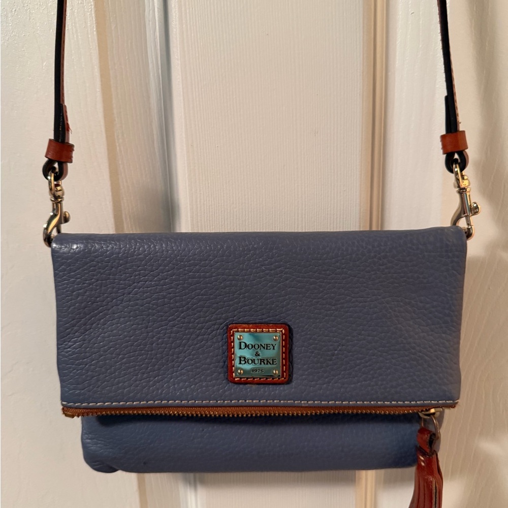 Dooney & Bourke Pebble Grain Foldover Zip Crossbody STEEL BLUE